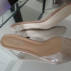 Clear Heels Sandals Transparent Peep Toe Mules Backless Stiletto High Heels